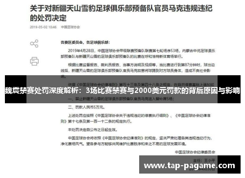 魏震禁赛处罚深度解析:3场比赛禁赛与2000美元罚款的背后原因与影响 魏震禁赛处罚深度解析:3场比赛禁赛与2000美元罚款的背后原因与影响